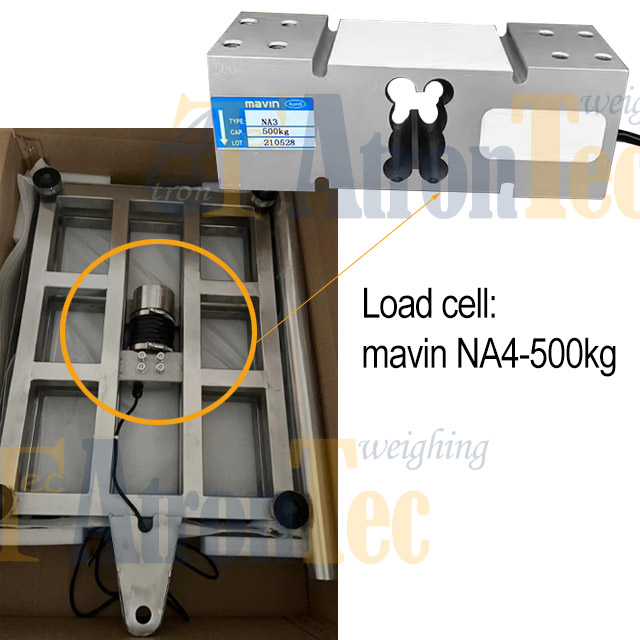 Plataforma de pesaje de acero inoxidable de 450*600 mm, báscula electrónica con célula de carga MAVIN NA4-500KG